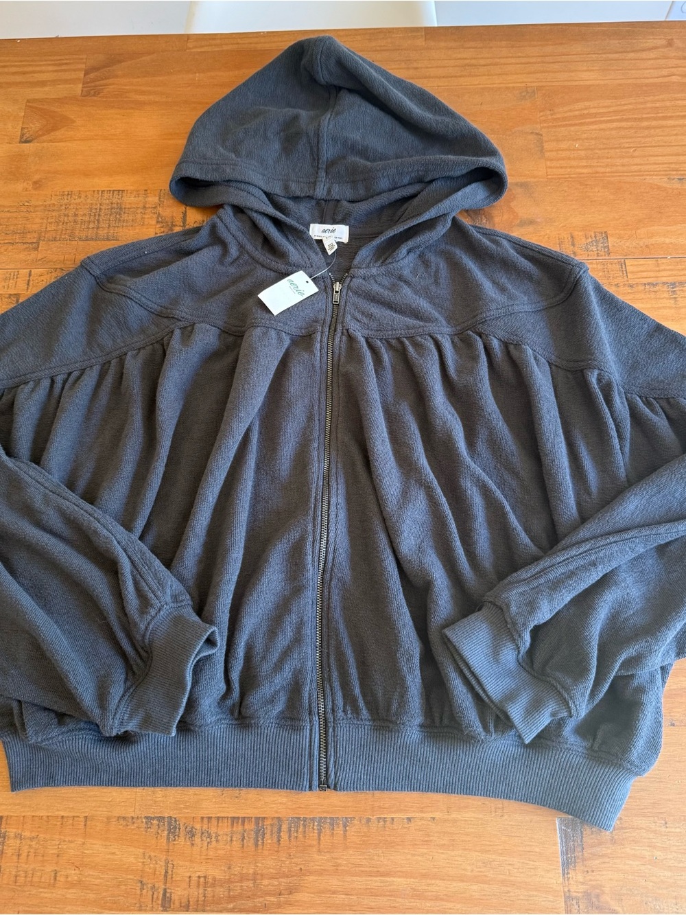 NWT Aerie Charcoal Drapey Zip-Up Hoodie